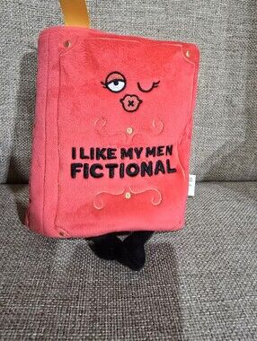Red Plush Book Toy - "I Like My Men Fictional", Like New